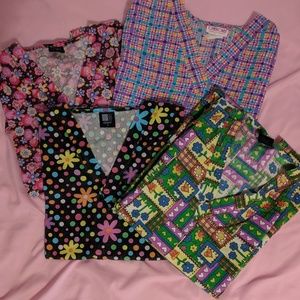 Set of 4 colorful scrub tops